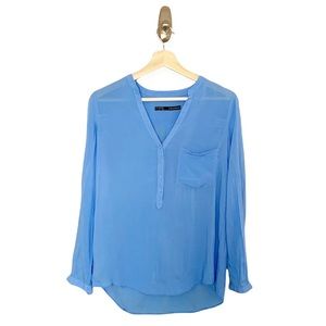 Zara 3/4 Button Down Blue Blouse - SZ small